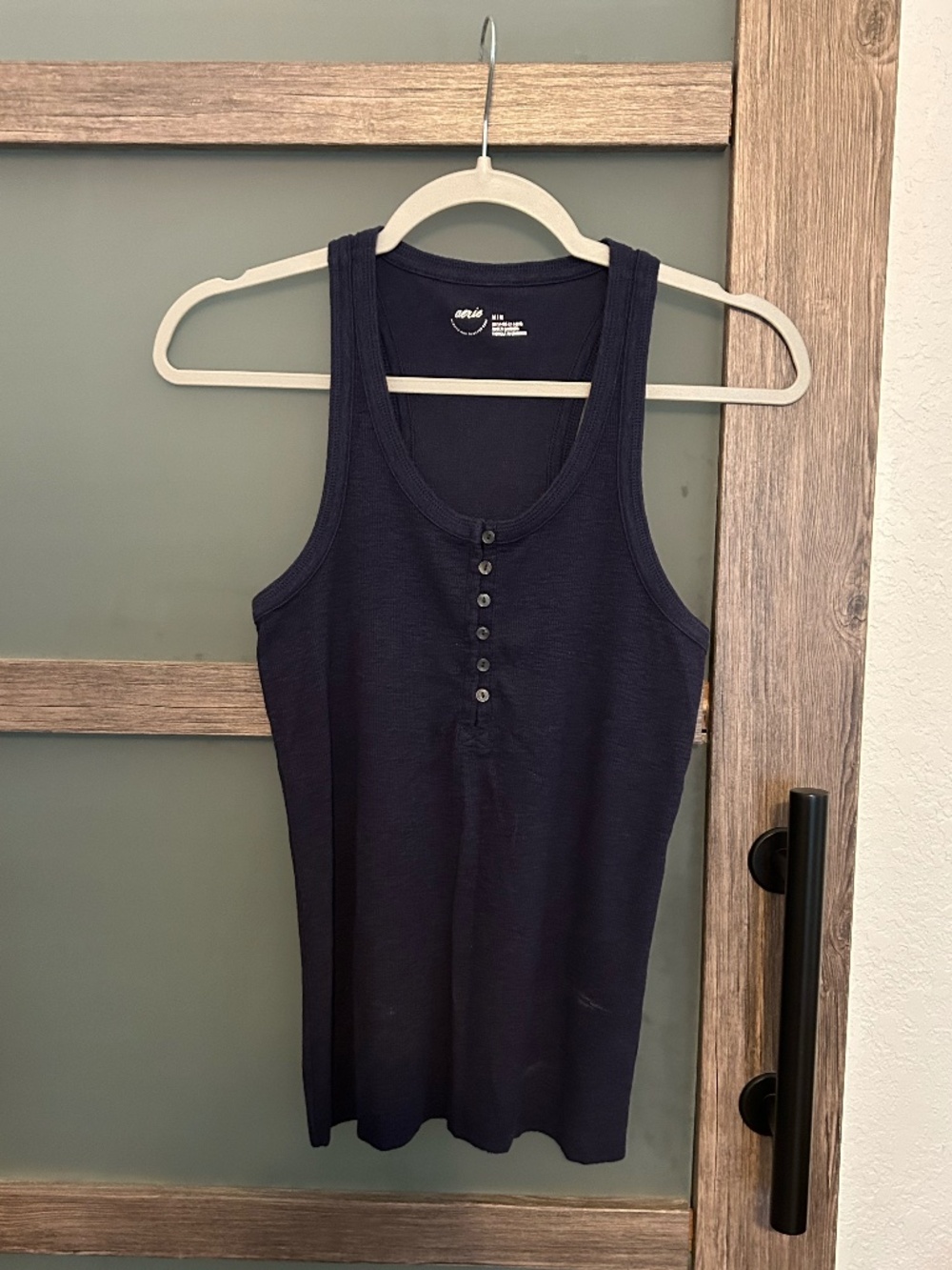 Aerie | Soft Ribbed Navy Henley Tank Top w/Racer Back- Size M